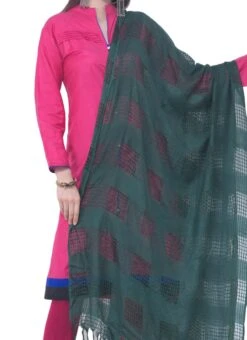 Bottle Green Cotton Weaving Work Dupatta Work Wear