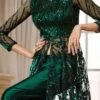 Bottle Green Net Sequins Embroidered Anarkali Suit Party Wear