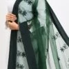 Bottle Green Organza Cotton Chikankari Embroidery Dupatta Work Wear -ZariGrace Shop bottle green organza cotton chikankari embroidery dupatta dpdmimfd116 l