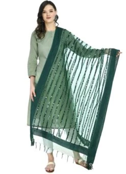 Bottle Green Organza Cotton Gota Patti Work Dupatta Festive Wear -ZariGrace Shop bottle green organza cotton gota patti work dupatta dpdmfmfd042 u