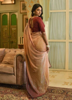 Brown Georgette Sequins Embroidery Saree Party Wear -ZariGrace Shop brown georgette sequins embroidery saree sasacu7586 b