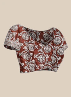 Brown Organza Saree Party Wear