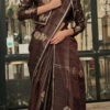 Brown Satin Blend Zari Saree Festive Wear -ZariGrace Shop brown satin blend zari saree sasli2163344003 l