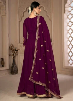 Centre Slit Purple Georgette Embroidery Anarkali Suit Party Wear -ZariGrace Shop centre slit purple georgette embroidery anarkali suit slsdipr10 b