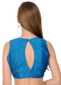 Cobalt Blue Art Dupion Silk Plain Blouse Festive Wear -ZariGrace Shop cobalt blue art dupion silk plain blouse bldiw1 b