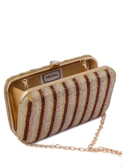 Copper Art Silk Sequins Clutch Party Wear