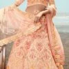 Coral Peach Georgette Heavy Embroidered N Stones Umbrella Lehenga Wedding Wear -ZariGrace Shop coral peach georgette heavy embroidered n stones umbrella lehenga ghsak23005 l