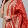 Coral Red Benarasi Silk Jacquard Woven Dupatta Festive Wear -ZariGrace Shop coral red benarasi silk jacquard woven dupatta dpsli1402105red l