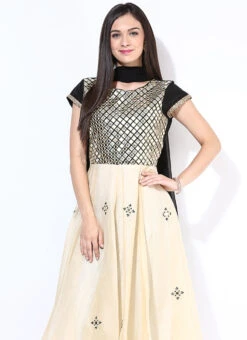 Cream Chanderi Anarkali Suit Party Wear -ZariGrace Shop cream chanderi anarkali suit slnrrsm294 b