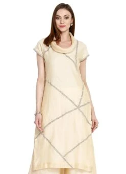 Cream Chanderi Kurta Palazzo Set After Six Wear -ZariGrace Shop cream chanderi palazzo set iwskrrwrf004 b