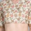 Cream Embroidered V Neck Blouse Festive Wear -ZariGrace Shop cream embroidered v neck blouse BLBS02209602 l
