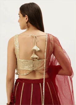 Cream Georgette Embroidered Blouse Wedding Wear