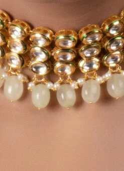 Cream Kundan N Beads Choker Set Party Wear