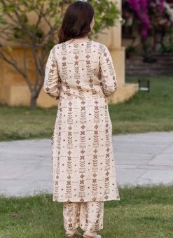 Cream Muslin Printed Kurta Straight Pant Set After Six Wear 9 Cream Muslin Printed Kurta Straight Pant Set After Six Wear -ZariGrace Shop cream muslin printed kurta straight pant set krspranju69 b