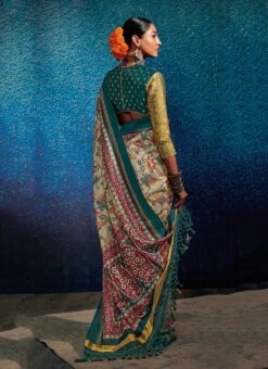 Cream Patola Silk Digital Printed Work Saree Festive Wear -ZariGrace Shop cream patola silk digital printed work saree saska36642056 b