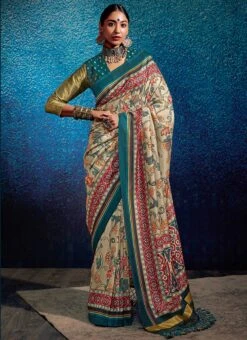 Cream Patola Silk Digital Printed Work Saree Festive Wear -ZariGrace Shop cream patola silk digital printed work saree saska36642056 u
