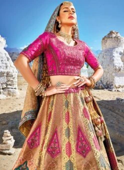 Cream Viscose Silk Embroidered Umbrella Lehenga Wedding Wear -ZariGrace Shop cream viscose silk embroidered umbrella lehenga ghsli22317102 b