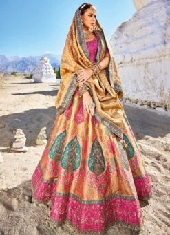 Cream Viscose Silk Embroidered Umbrella Lehenga Wedding Wear -ZariGrace Shop cream viscose silk embroidered umbrella lehenga ghsli22317102 u