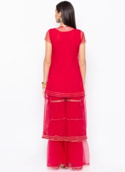 Crimson Red Net Embroidered Kurta Sharara Set After Six Wear 9 Crimson Red Net Embroidered Kurta Sharara Set After Six Wear -ZariGrace Shop crimson red net embroidered kurta sharara set krsmnc2122ks b