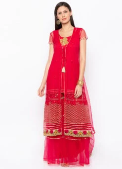 Crimson Red Net Embroidered Kurta Sharara Set After Six Wear 8 Crimson Red Net Embroidered Kurta Sharara Set After Six Wear -ZariGrace Shop crimson red net embroidered kurta sharara set krsmnc2122ks u