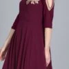 Embroidered Burgundy Georgette Gown Festive Wear -ZariGrace Shop customised embroidered burgundy georgette gown IWBV01905473 l