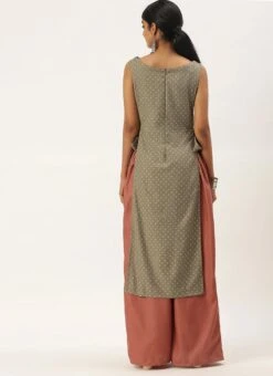 Grey Foil Printed Kurta Set After Six Wear -ZariGrace Shop customised grey foil printed kurta set KSBS01908660 b