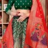 Dark Green Jacquard Silk Zari Woven Umbrella Lehenga Festive Wear -ZariGrace Shop dark green jacquard silk zari woven umbrella lehenga ghswe1283green l