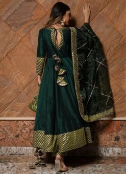 Dark Green Pure Cotton Gota Patti Work Anarkali Suit Party Wear 9 Dark Green Pure Cotton Gota Patti Work Anarkali Suit Party Wear -ZariGrace Shop dark green pure cotton gota patti work anarkali suit sljpjhc400 b