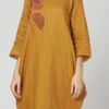 Dark Mustard Linen Kurta Straight Pant Set Work Wear
