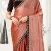 Dark Peach Jimmy Choo Crush Tikki Work Saree Party Wear -ZariGrace Shop dark peach jimmy choo crush tikki work saree sasnfa6277 l