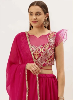 Dark Pink Embroidered Georgette Blouse Festive Wear -ZariGrace Shop dark pink embroidered georgette blouse BLBS02305175 u