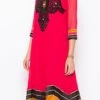 Dark Pink Georgette Embroidered Kurta Churidar Set After Six Wear