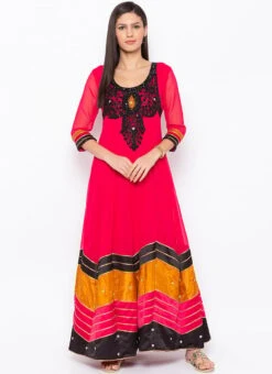 Dark Pink Georgette Embroidered Kurta Churidar Set After Six Wear -ZariGrace Shop dark pink georgette embroidered kurta churidar set krsmnc1898ks u