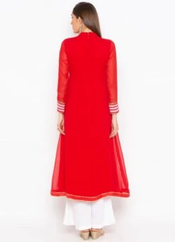 Dark Red Georgette Embroidered Kurta Palazzo Set After Six Wear -ZariGrace Shop dark red georgette embroidered kurta palazzo set krsmnc1955ks b