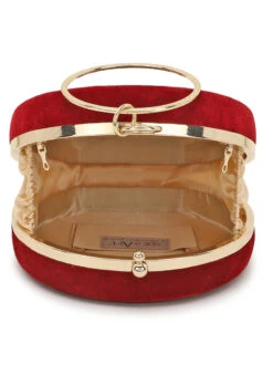 Dark Red Stones N Beads Clutch Bag