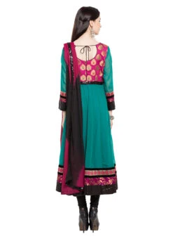 Deep Green Georgette Embroidered Anarkali Suit Party Wear -ZariGrace Shop deep green georgette embroidered anarkali suit slmnc1678 b