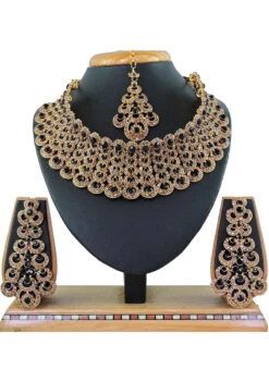 Designer Black N Gold Stones Necklace Set Party Wear 7 Designer Black N Gold Stones Necklace Set Party Wear -ZariGrace Shop designer black n gold stones necklace set jymssrk121192 b