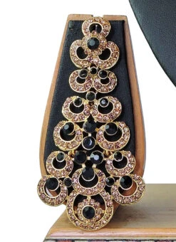 Designer Black N Gold Stones Necklace Set Party Wear