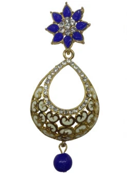 Designer Blue Dangler Earrings Festive Wear