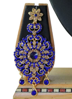 Designer Blue Stones Heavy Pendent Necklace Set Party Wear