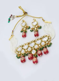 Designer Dark Red Beads Choker Set Party Wear -ZariGrace Shop designer dark red beads choker set jynsmni1038 b