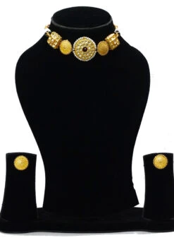 Designer Gold Plated Choker Set Party Wear -ZariGrace Shop designer gold plated choker set jyddrj10136h b