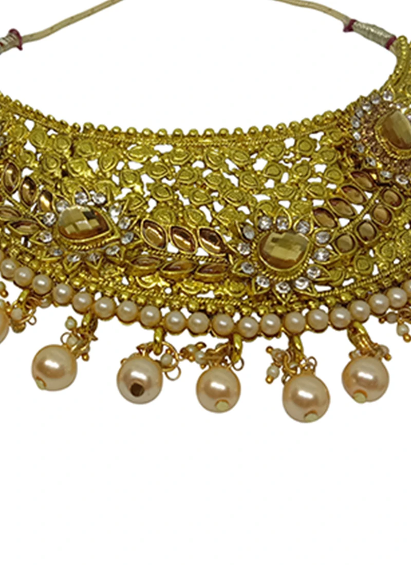 Designer Gold Stones Necklace Set Party Wear 3 Designer Gold Stones Necklace Set Party Wear