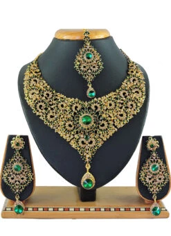 Designer Green Stones Sweetheart Necklace Set Party Wear 7 Designer Green Stones Sweetheart Necklace Set Party Wear -ZariGrace Shop designer green stones sweetheart necklace set jymssrk121196 b