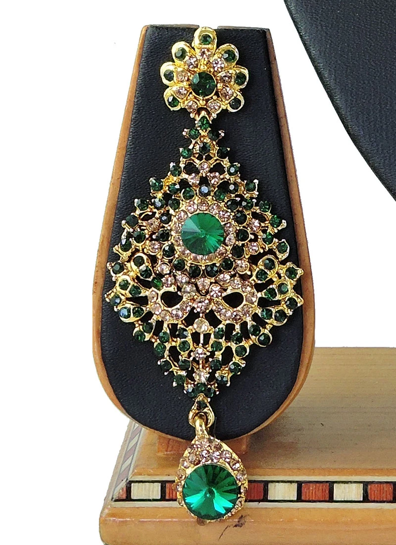 Designer Green Stones Sweetheart Necklace Set Party Wear 3 Designer Green Stones Sweetheart Necklace Set Party Wear