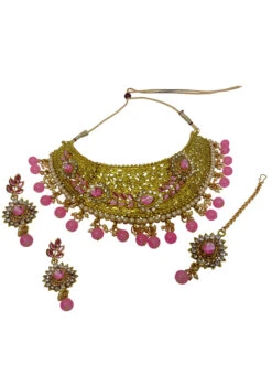 Designer Light Pink Necklace Set Party Wear -ZariGrace Shop designer light pink necklace set jynmvd11091 b