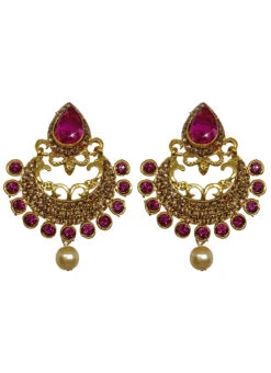 Designer Magenta Dangler Earrings Festive Wear -ZariGrace Shop designer magenta dangler earrings ermvf10940 b