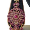 Designer Magenta Stones Heavy Pendent Necklace Set Party Wear