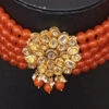 Designer Orange Beads Choker Set Party Wear -ZariGrace Shop designer orange beads choker set jybsmni915 l