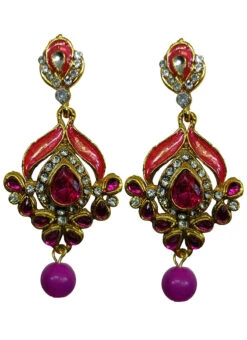 Designer Pink Danglers Earrings Festive Wear -ZariGrace Shop designer pink danglers earrings ermvf11168 b